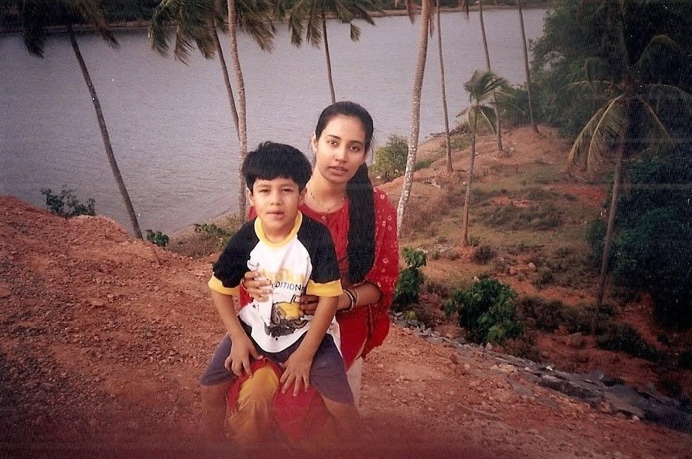 Maitraya and family by the backwaters in Kudal